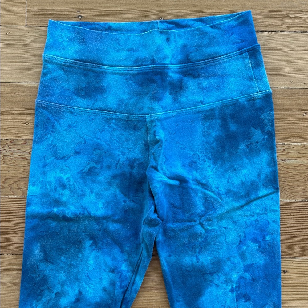 HARD TAIL FOREVER tie dye blue capri yoga leggings size S 90% cotton 10% lycra - Picture 3 of 13